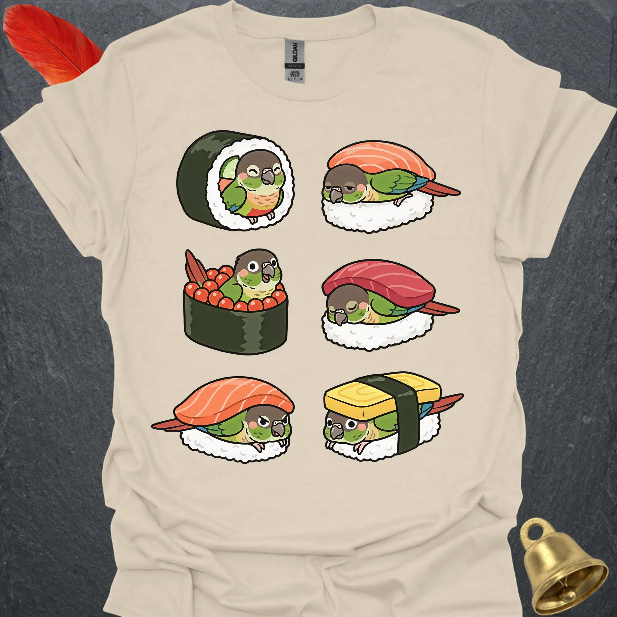 Green Cheek Conure Sushi T-Shirt