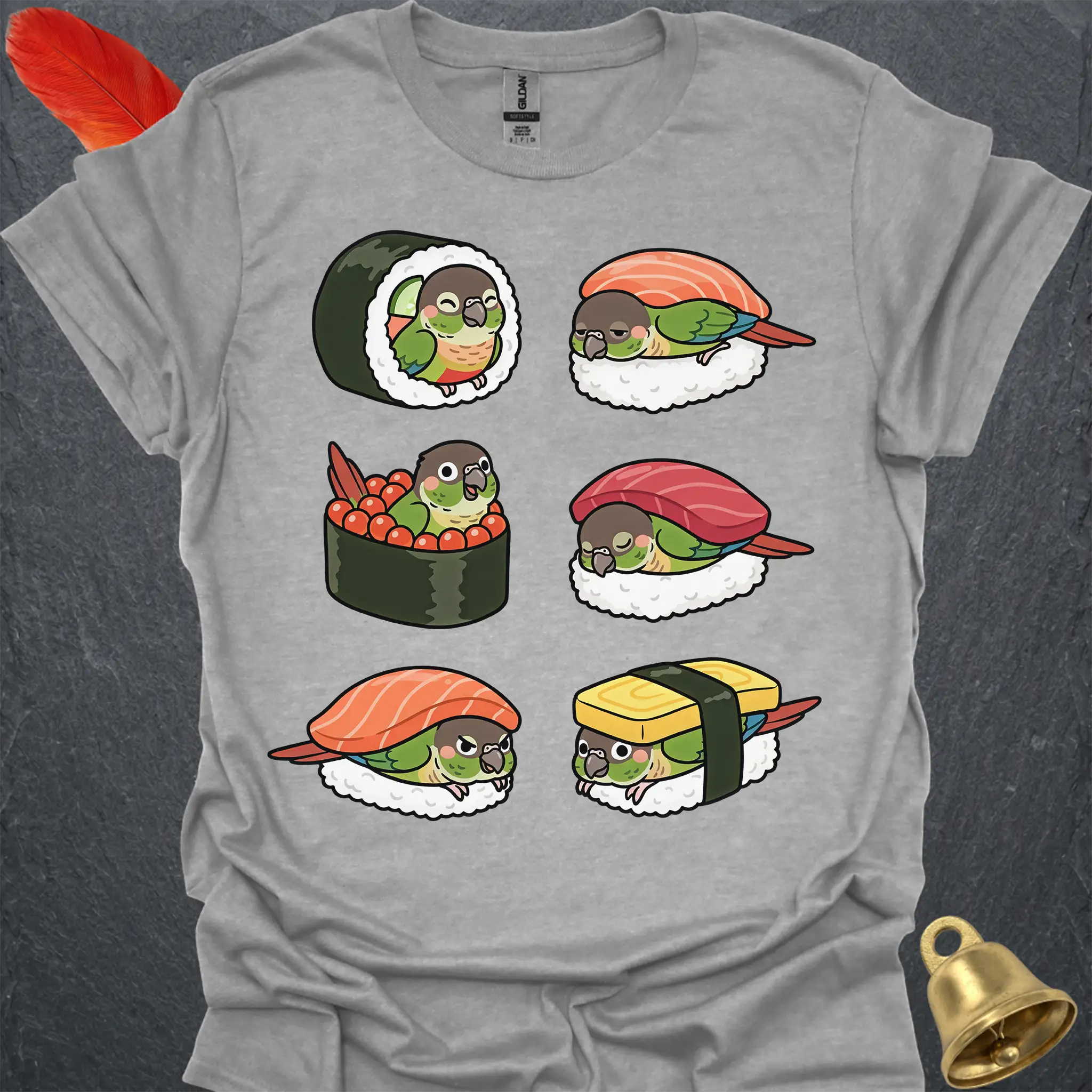 Green Cheek Conure Sushi T-Shirt