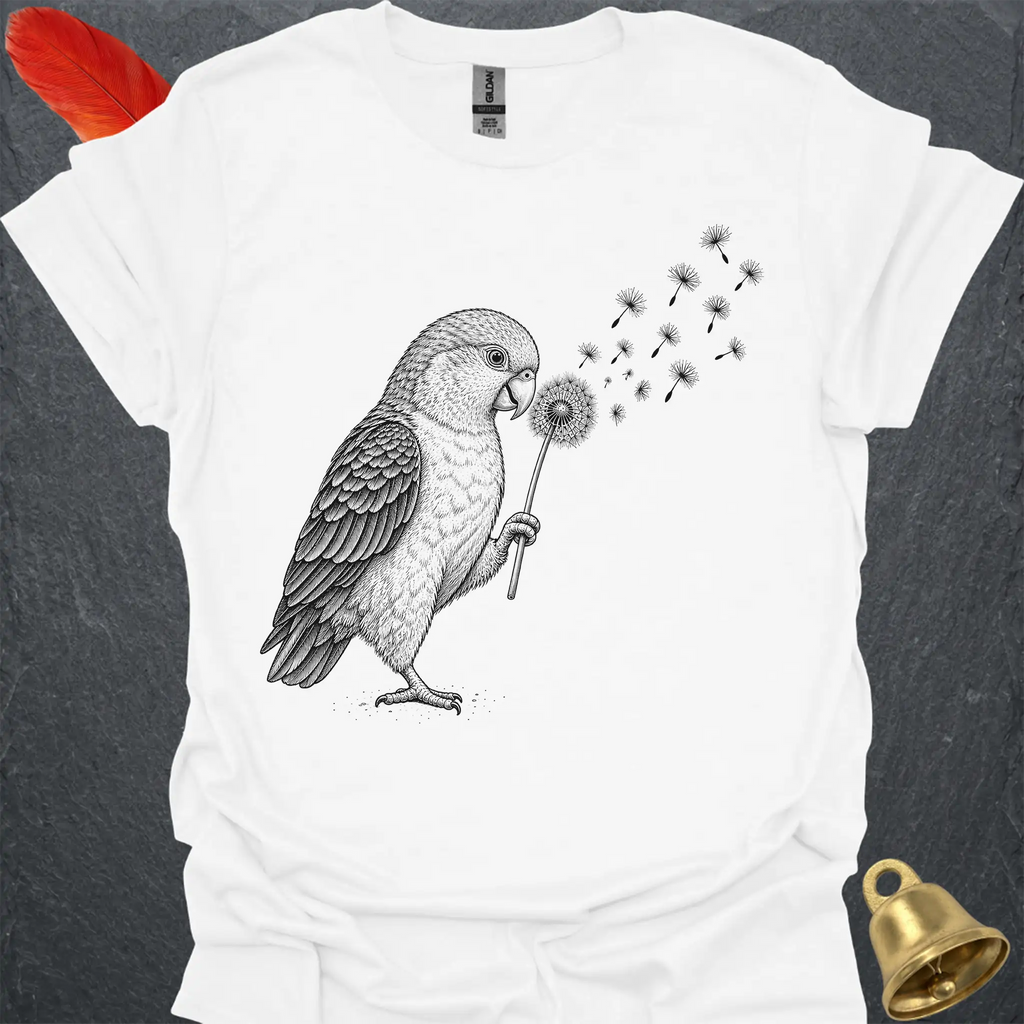 White-Bellied Caique Blowing Wishes T-Shirt