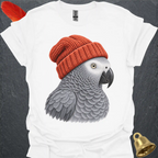 African Grey Parrot Beanie T-Shirt