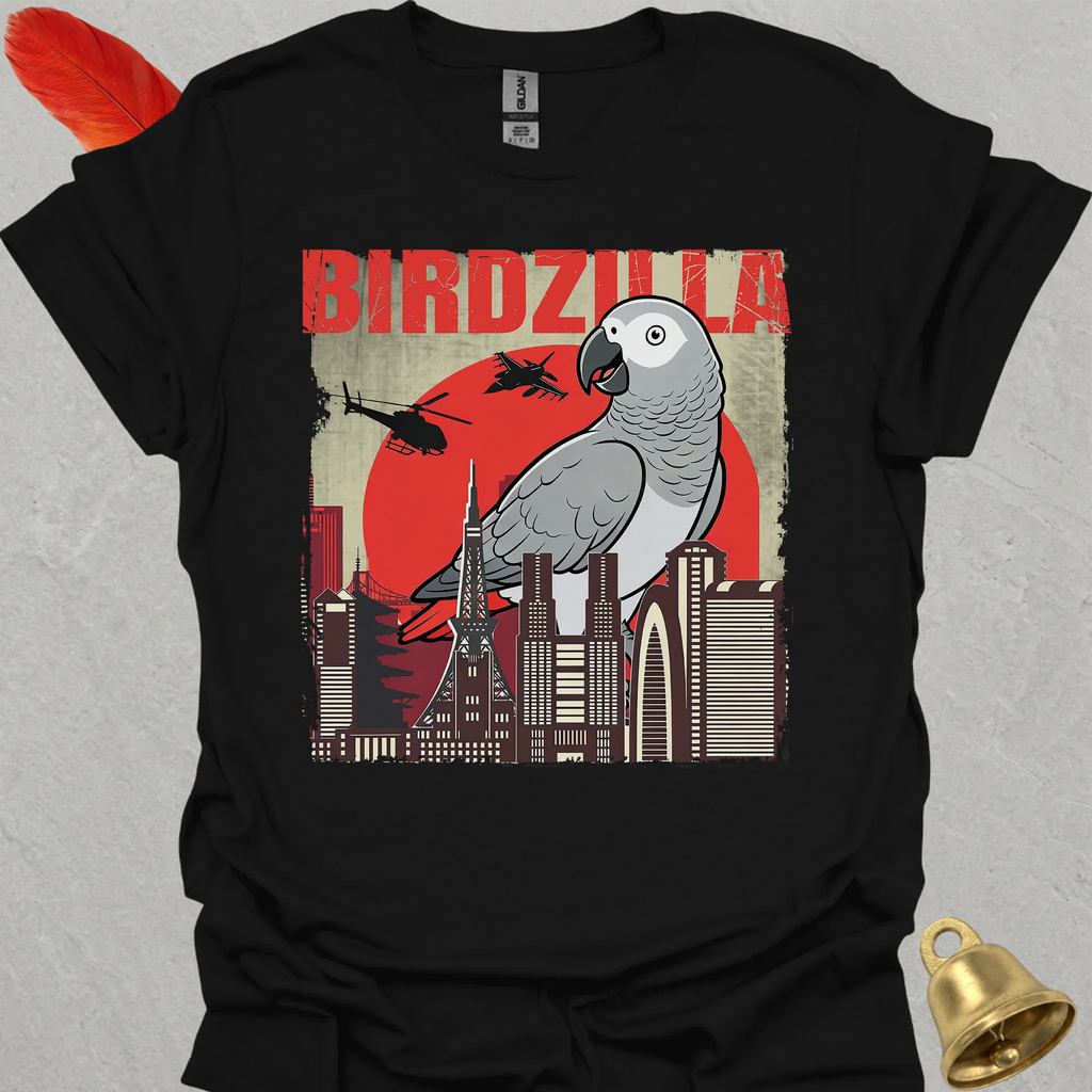 African Grey Parrot Birdzilla T-Shirt