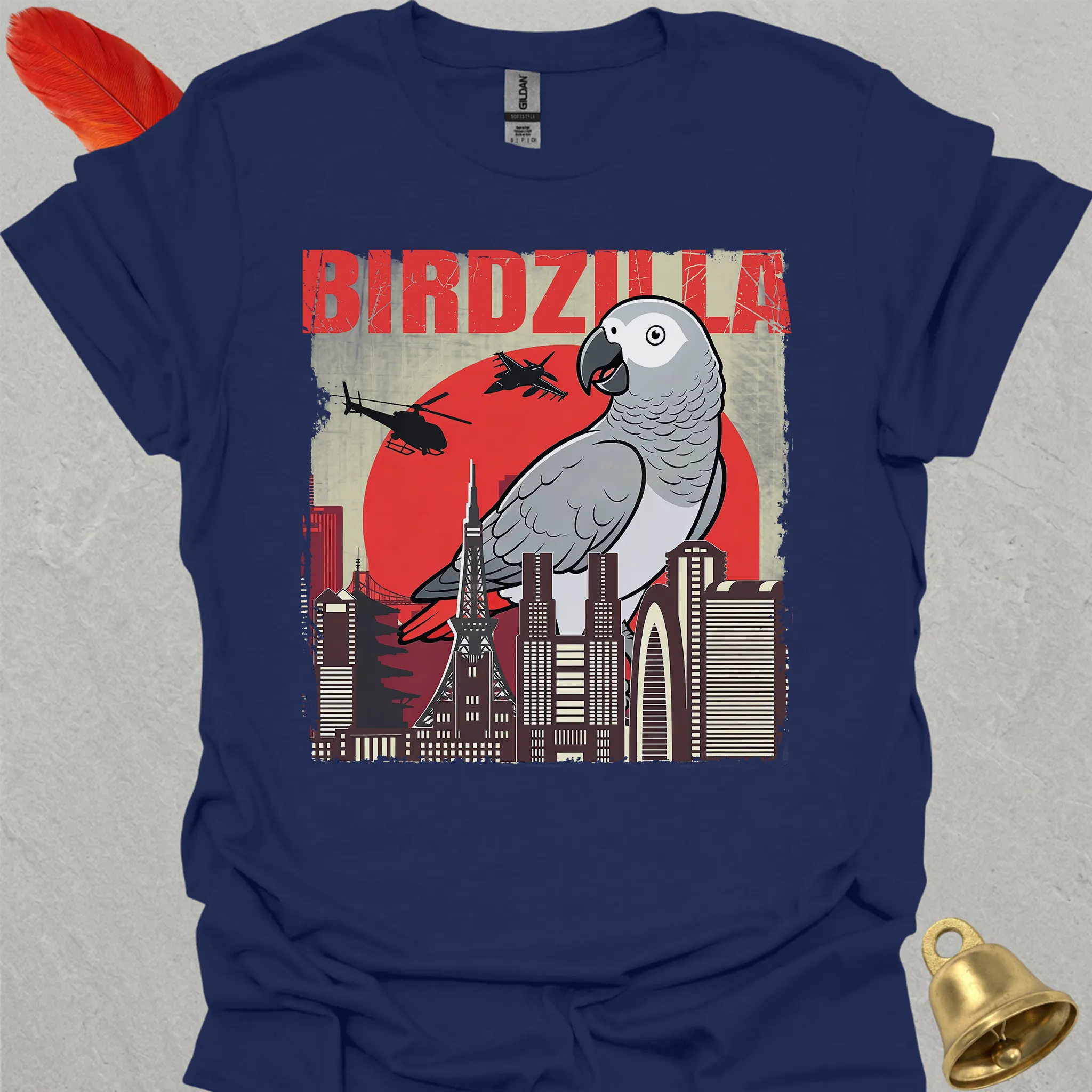 African Grey Parrot Birdzilla T-Shirt