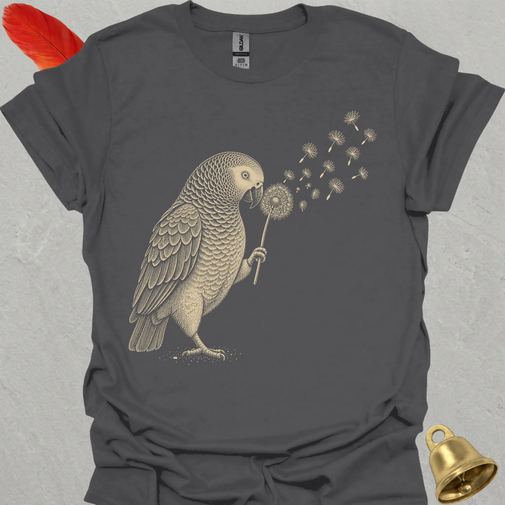 African Grey Parrot Blowing Wishes T-Shirt