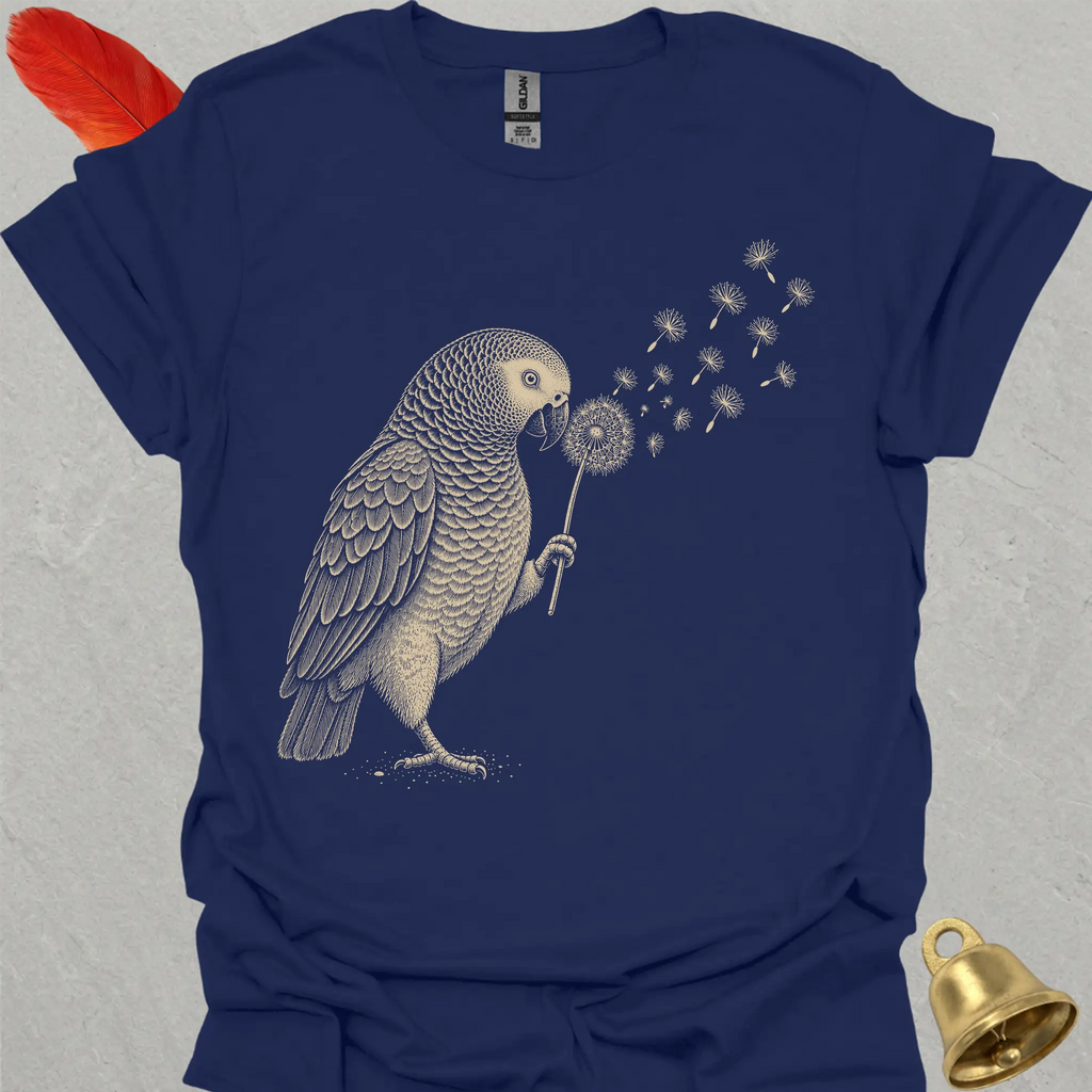 African Grey Parrot Blowing Wishes T-Shirt