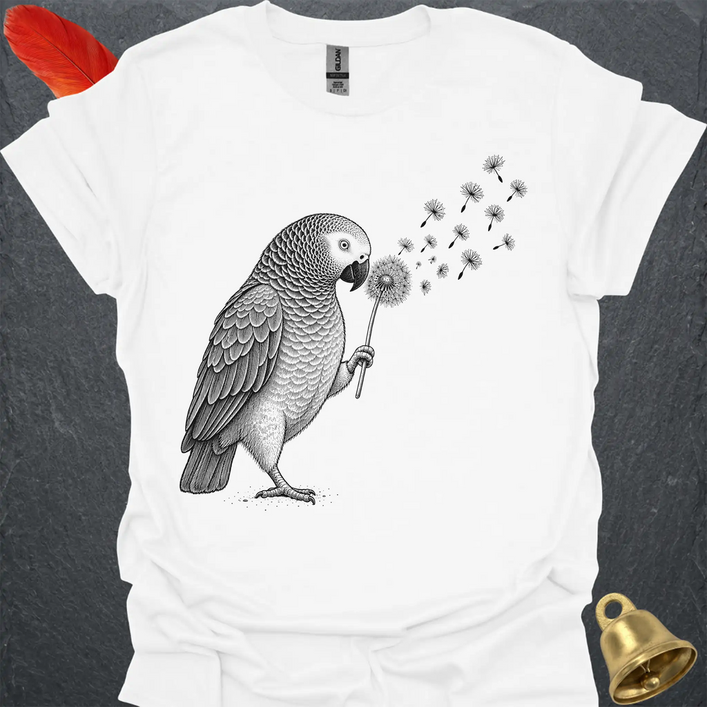 African Grey Parrot Blowing Wishes T-Shirt