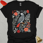 African Grey Parrot Boho Flower T-Shirt
