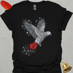 African Grey Parrot Flying Flower T-Shirt
