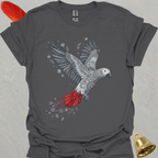 African Grey Parrot Flying Flower T-Shirt