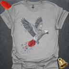 African Grey Parrot Flying Flower T-Shirt