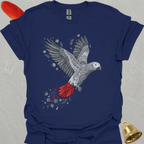 African Grey Parrot Flying Flower T-Shirt