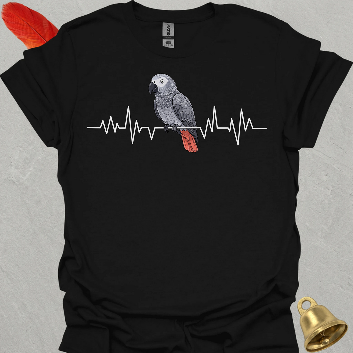 African Grey Parrot Heartbeat T-Shirt