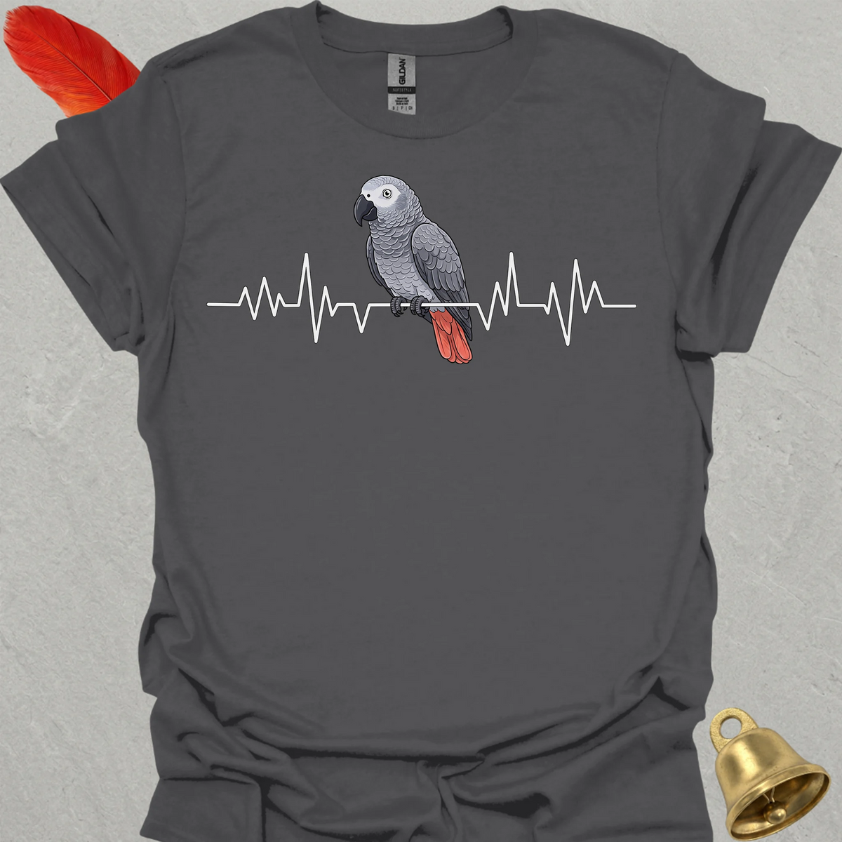African Grey Parrot Heartbeat T-Shirt