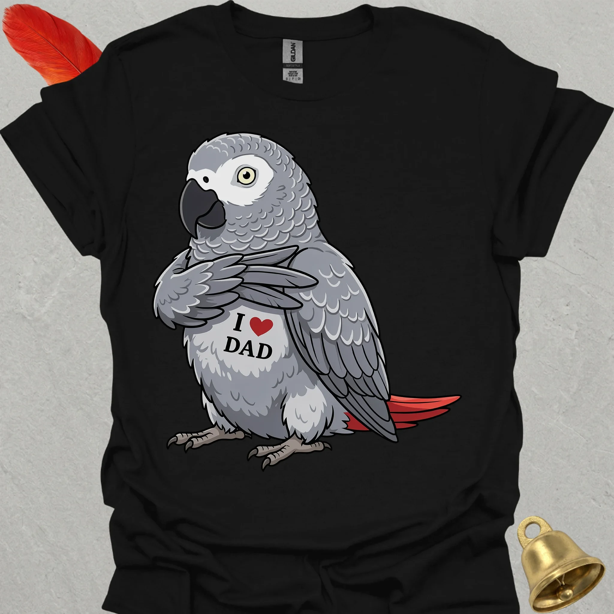 African Grey Parrot I Love Dad T-Shirt