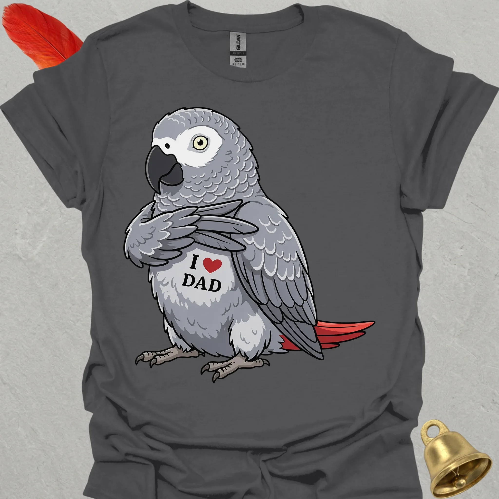 African Grey Parrot I Love Dad T-Shirt