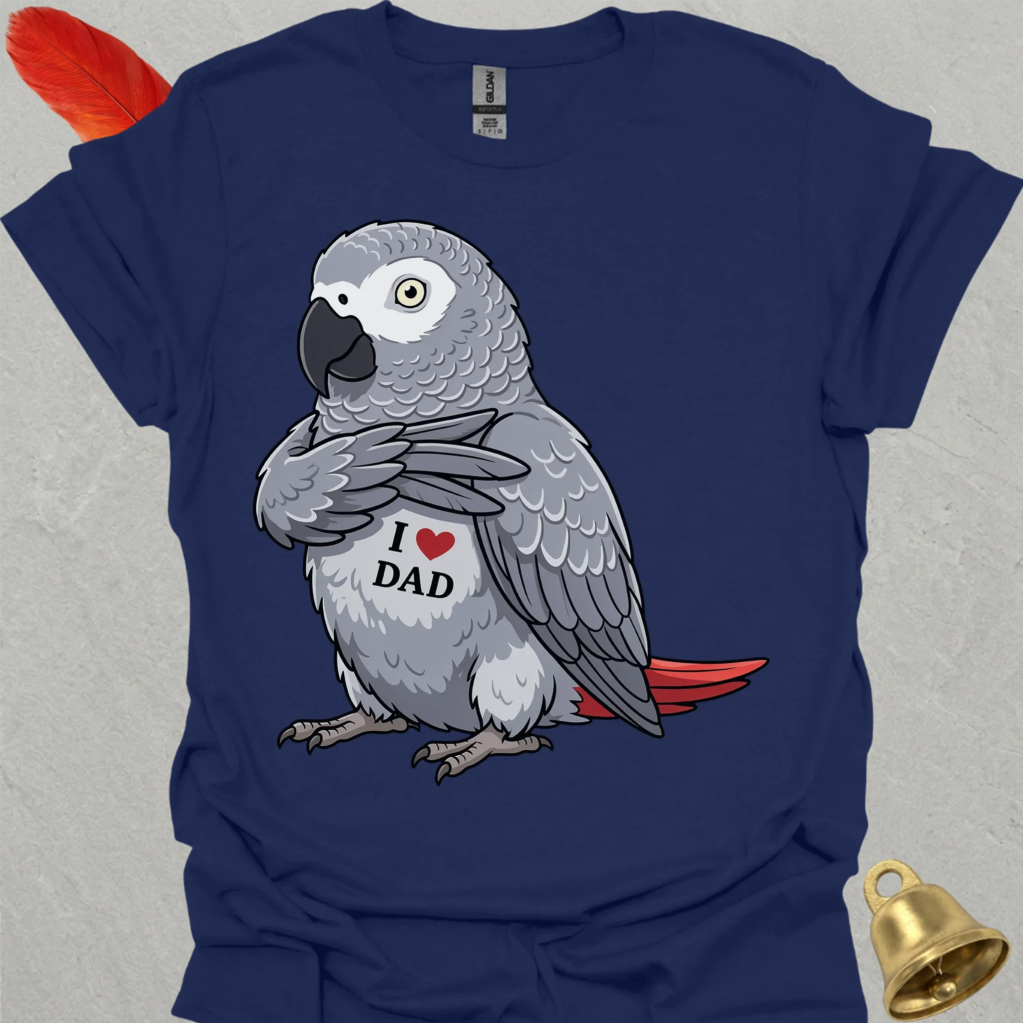 African Grey Parrot I Love Dad T-Shirt