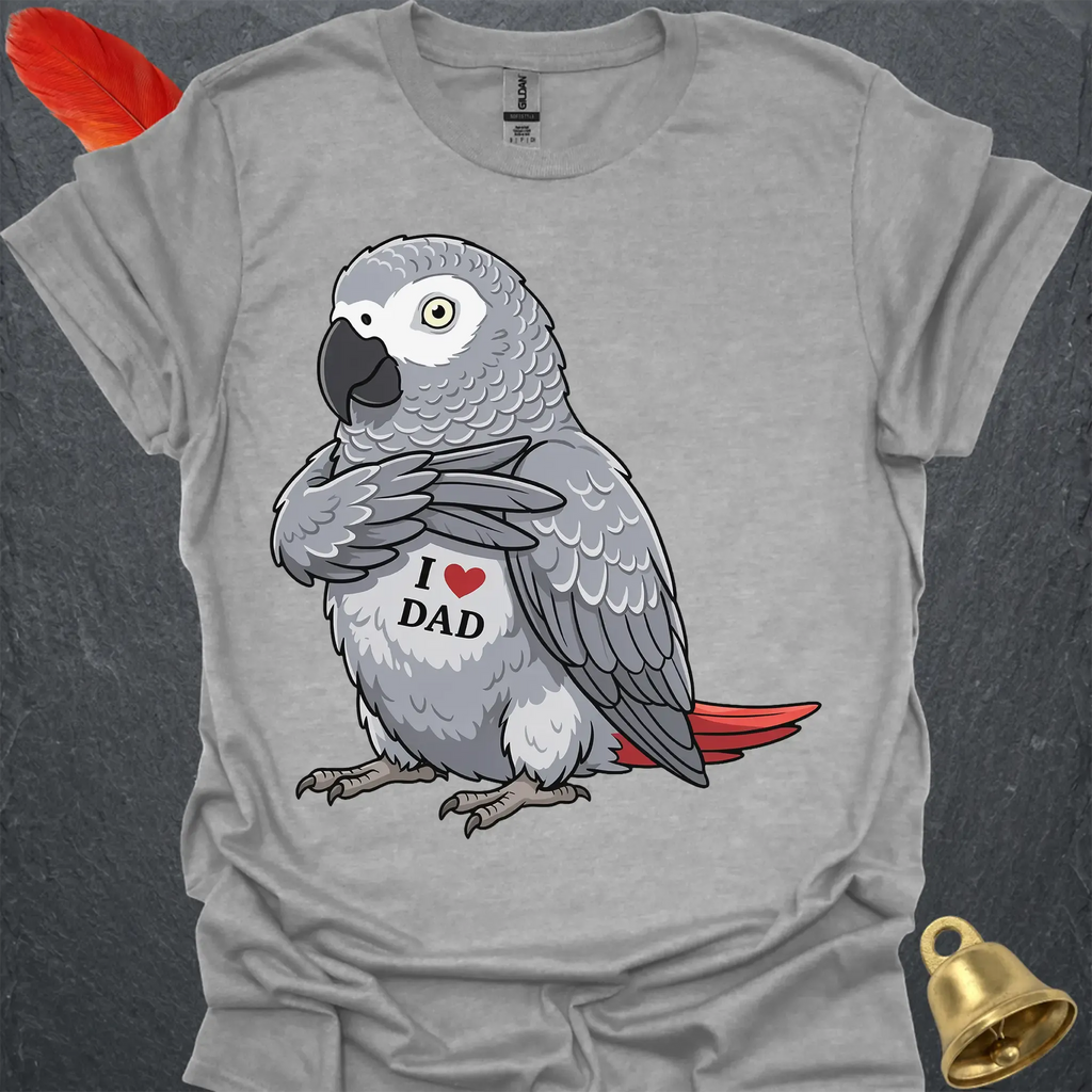 African Grey Parrot I Love Dad T-Shirt
