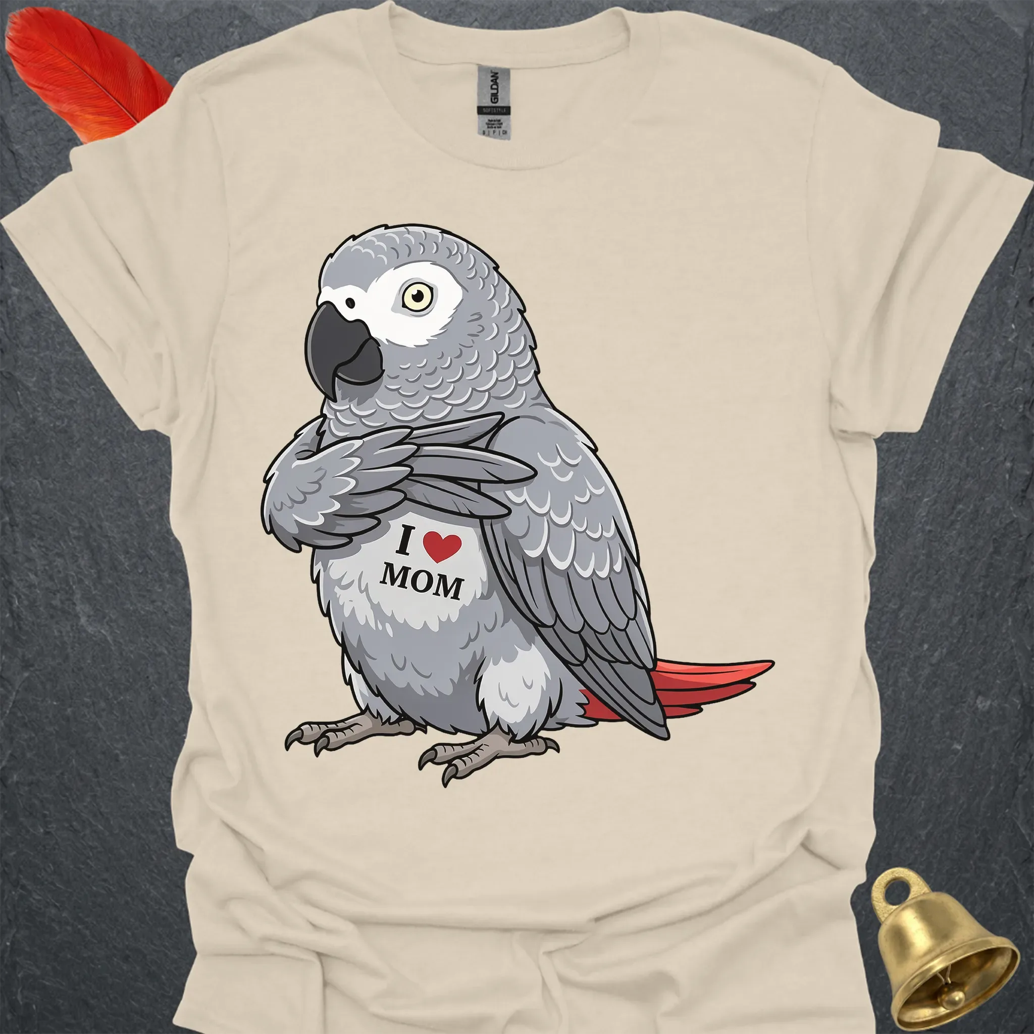 African Grey Parrot I Love Mom T-Shirt