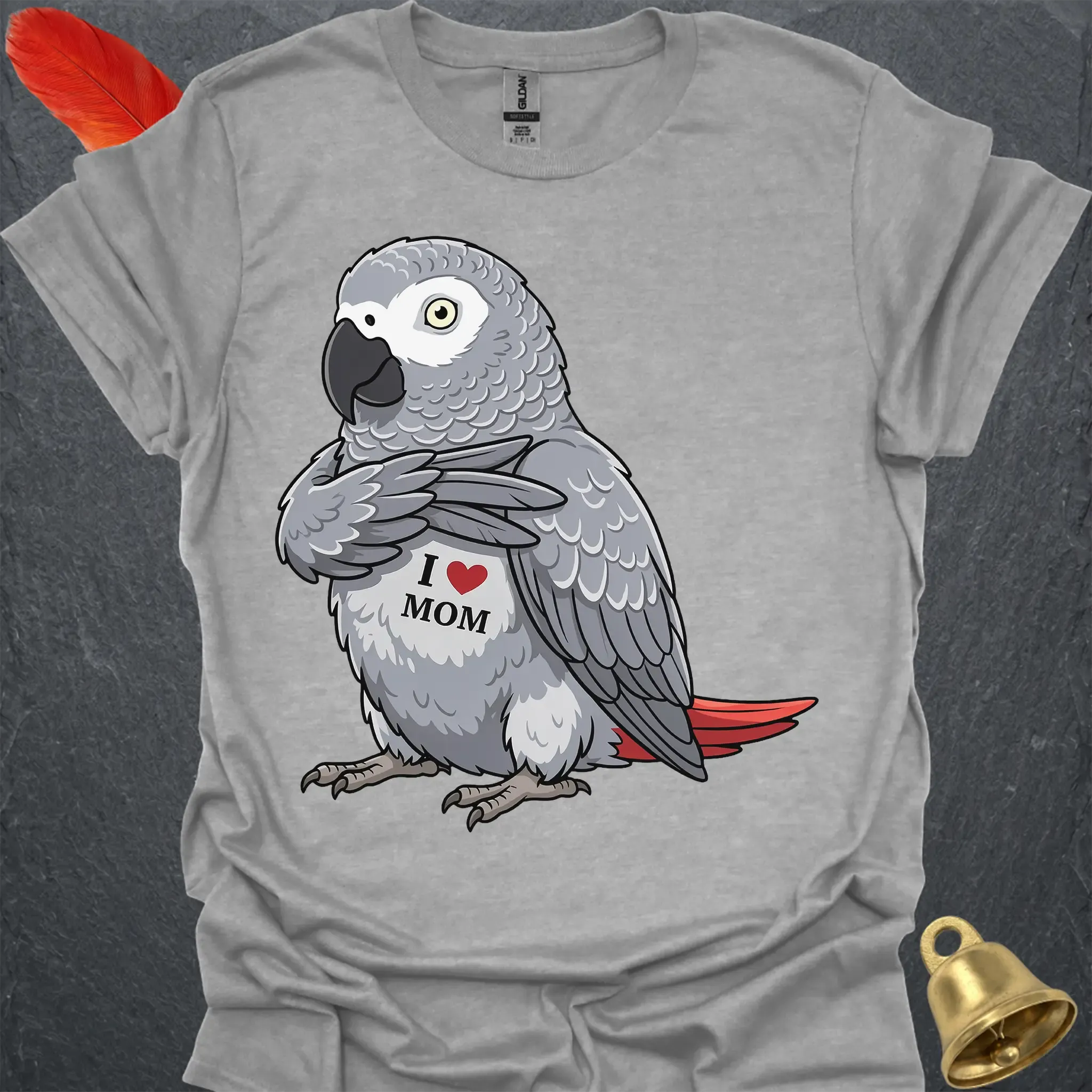 African Grey Parrot I Love Mom T-Shirt