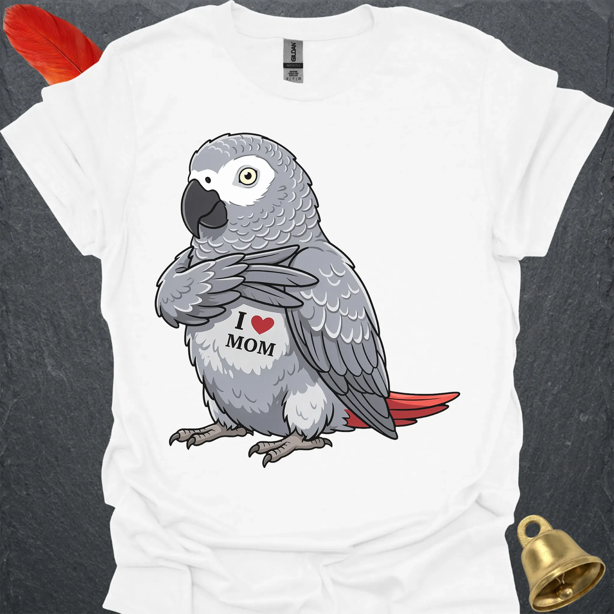 African Grey Parrot I Love Mom T-Shirt