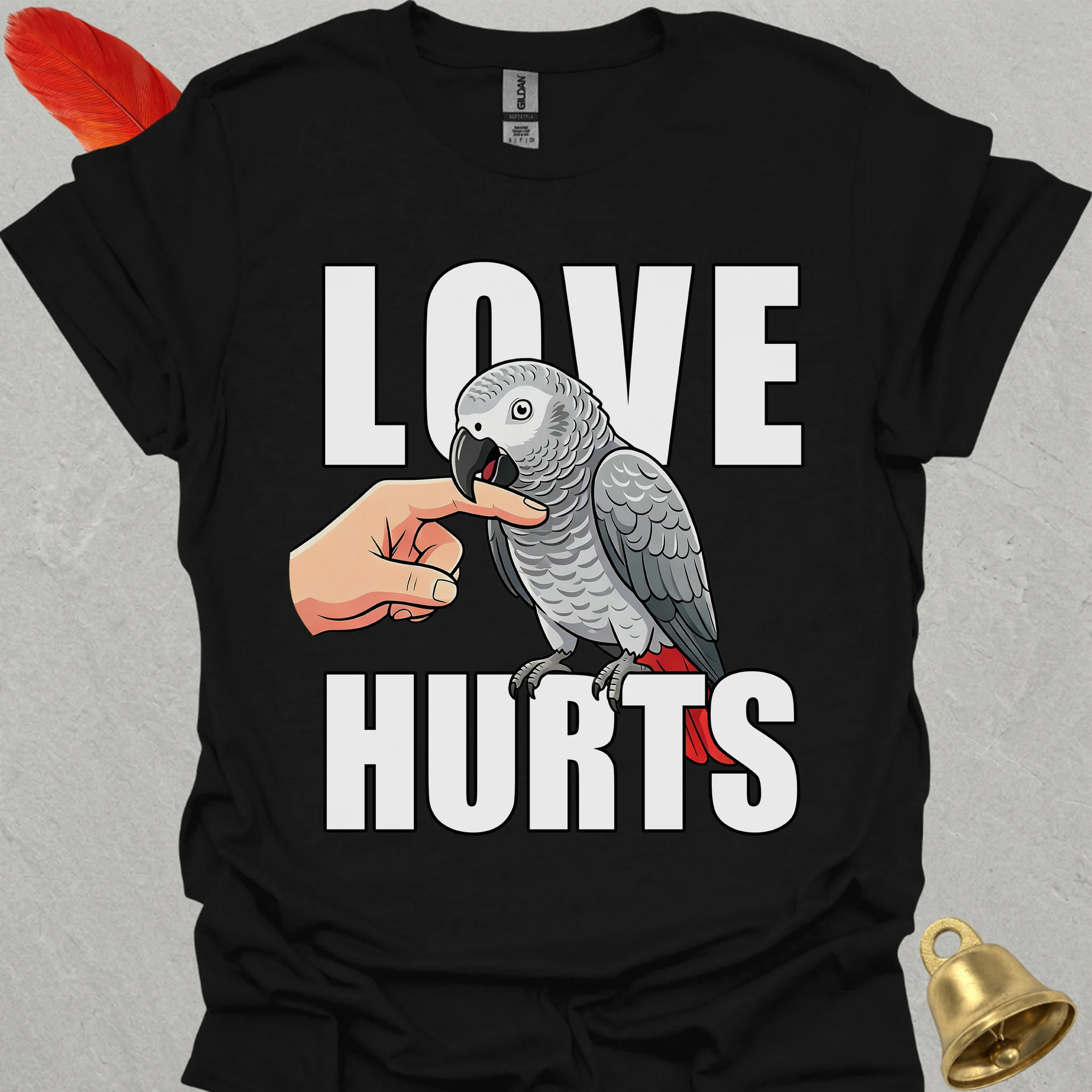 African Grey Parrot Love Hurts T-Shirt