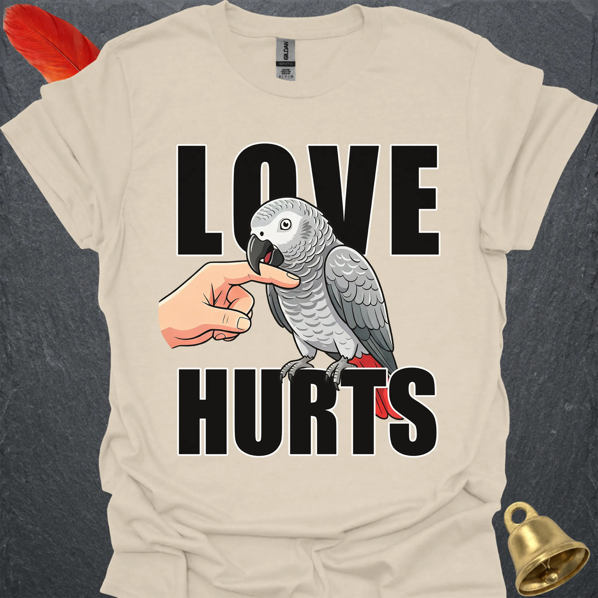 African Grey Parrot Love Hurts T-Shirt