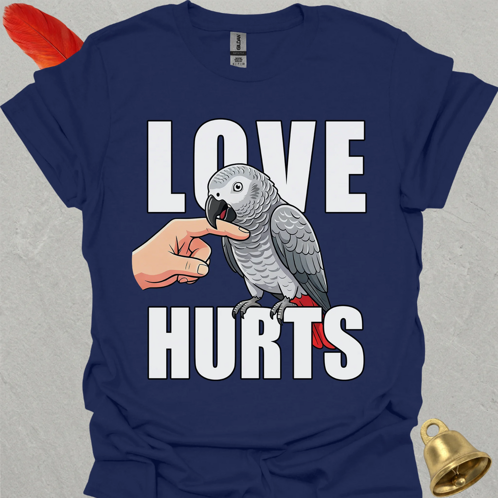 African Grey Parrot Love Hurts T-Shirt