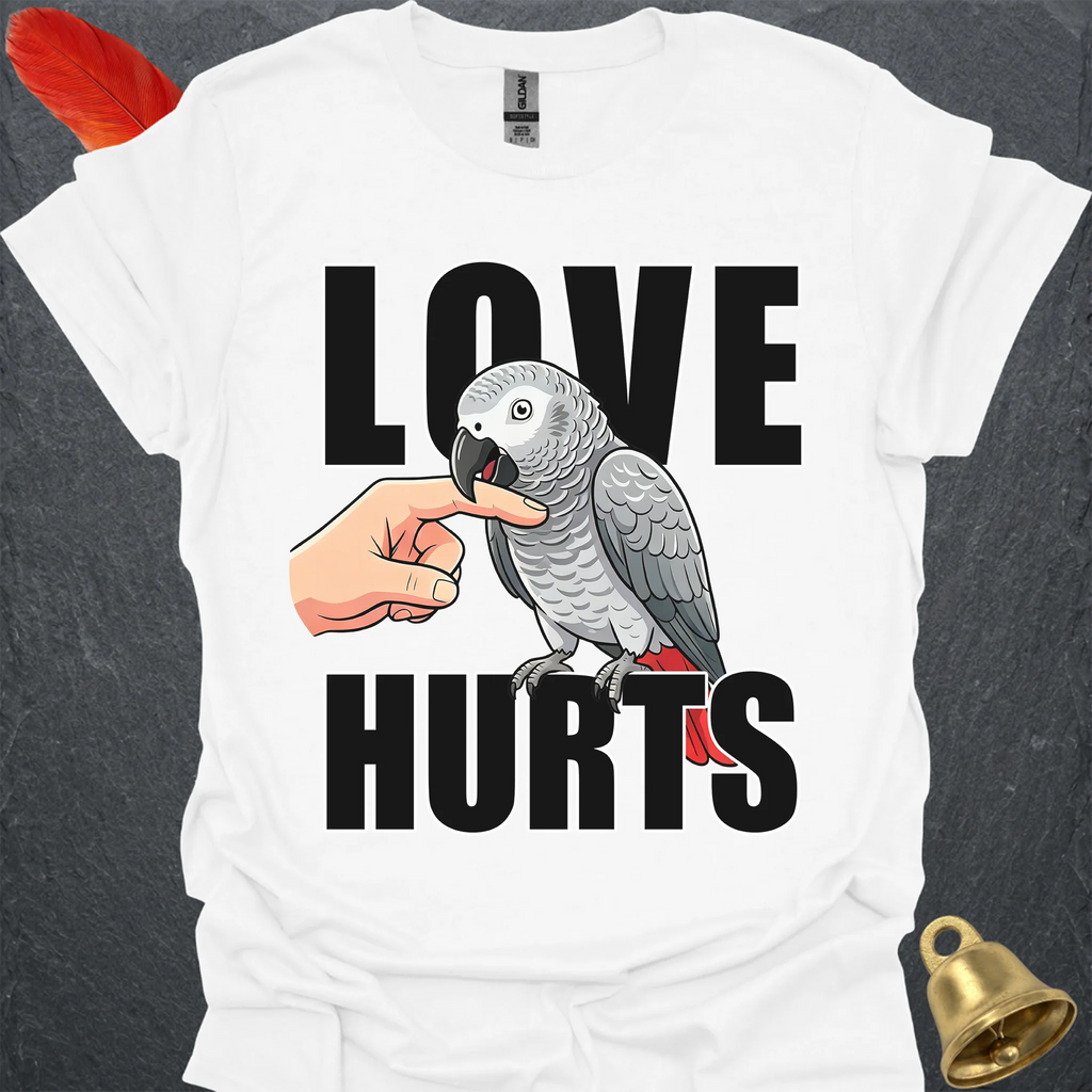 African Grey Parrot Love Hurts T-Shirt