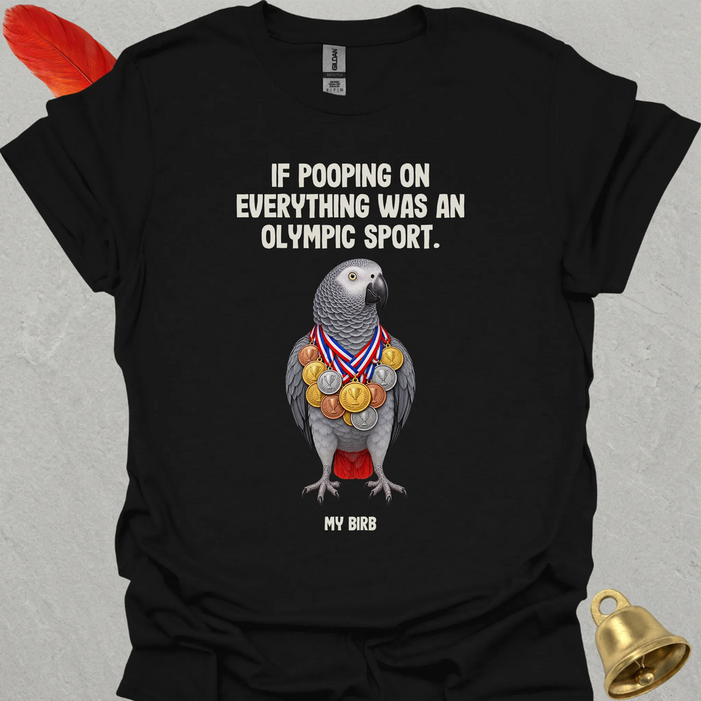 African Grey Parrot Olympic Pooper T-Shirt