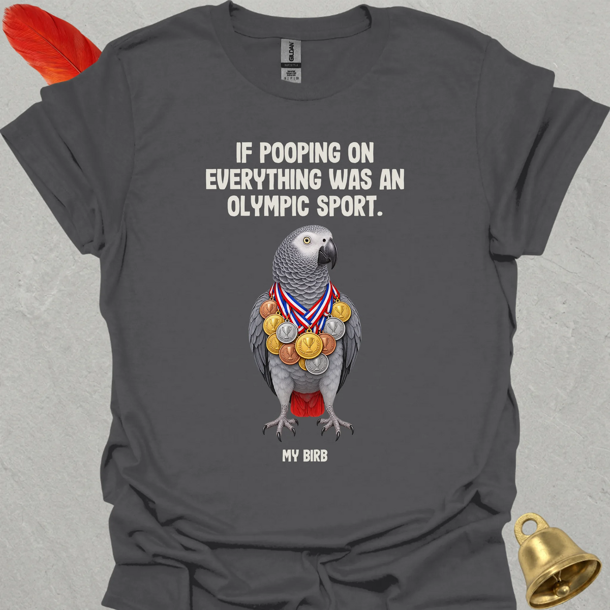 African Grey Parrot Olympic Pooper T-Shirt