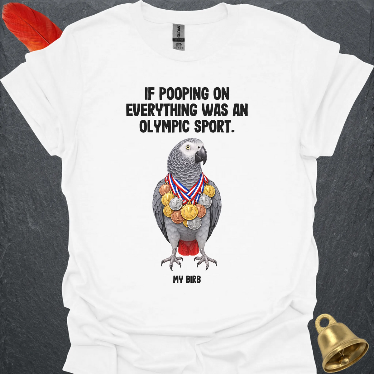 African Grey Parrot Olympic Pooper T-Shirt
