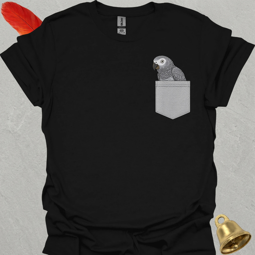 African Grey Parrot Pocket T-Shirt