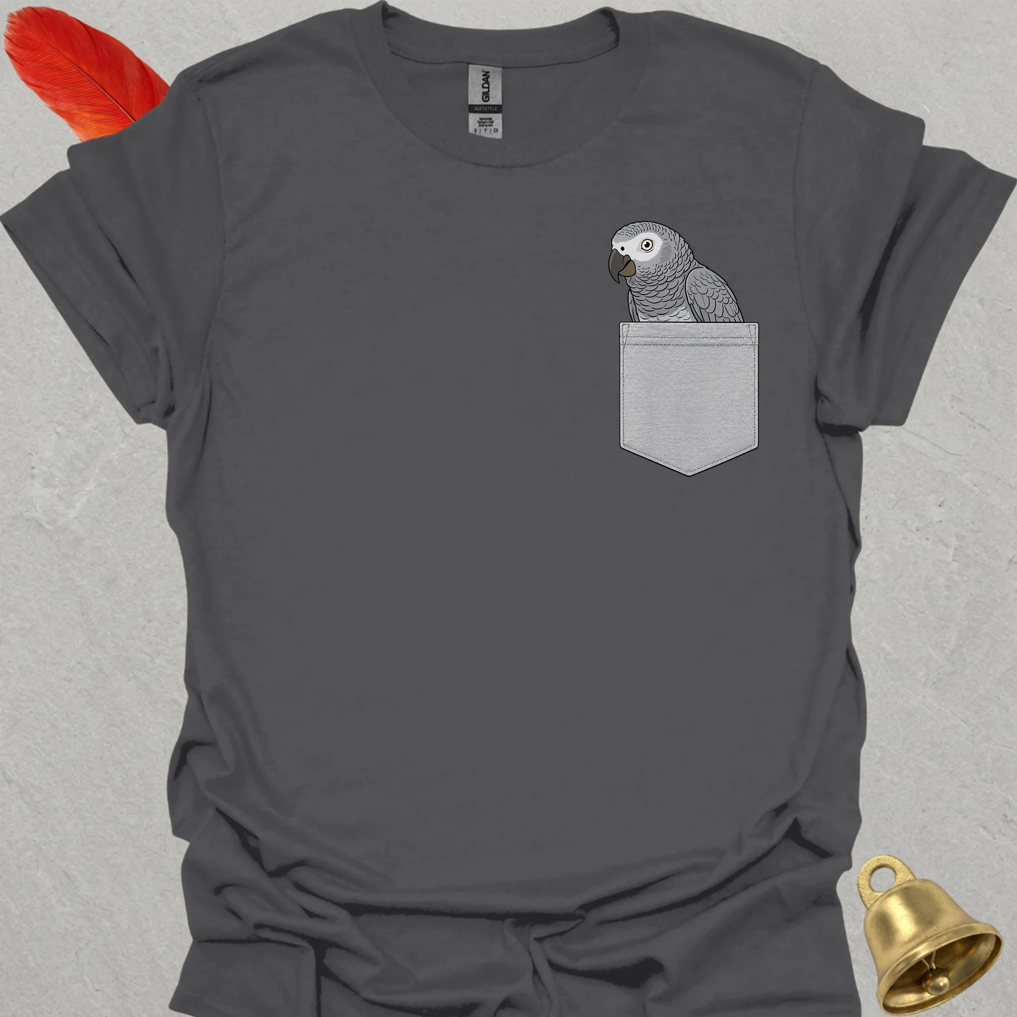 African Grey Parrot Pocket T-Shirt