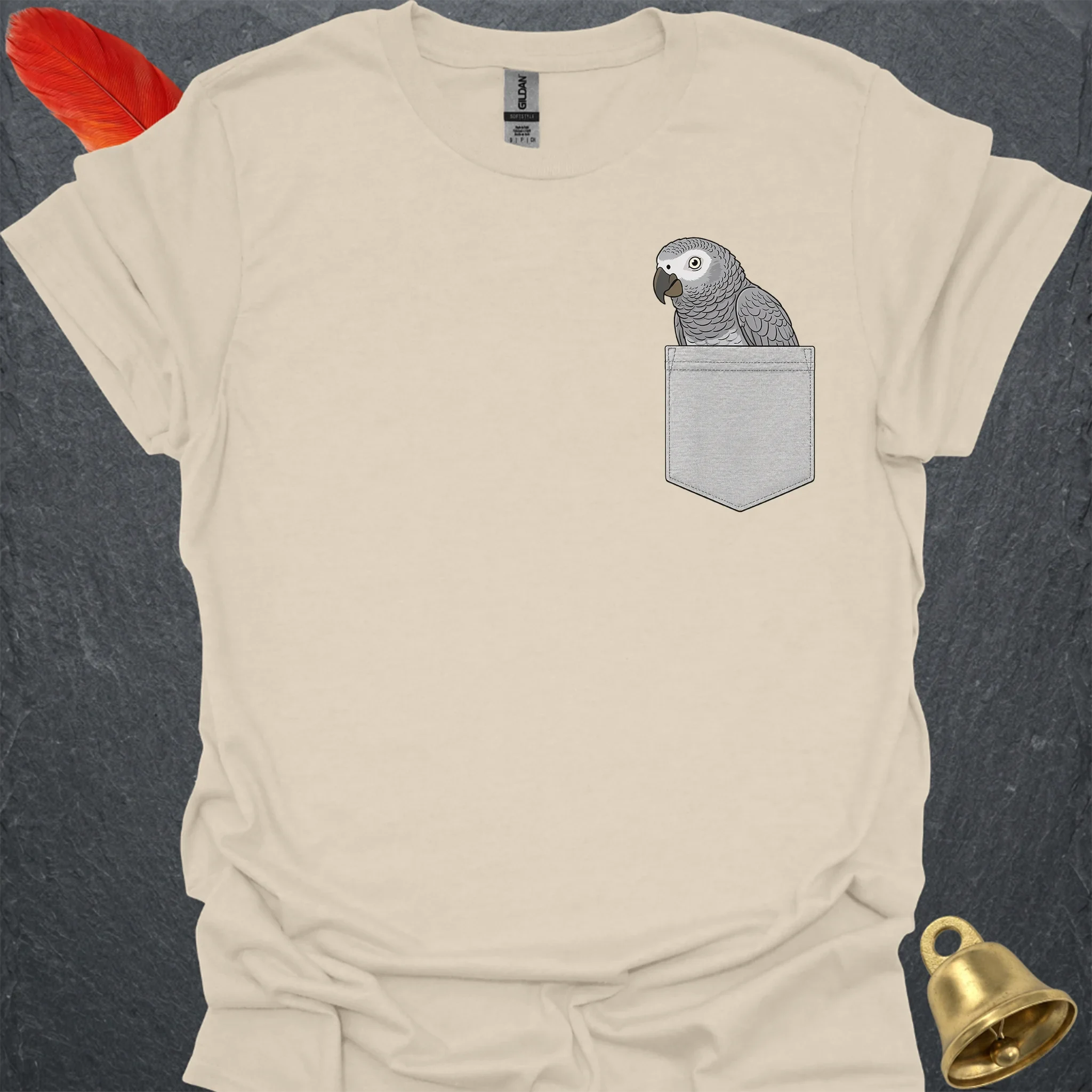African Grey Parrot Pocket T-Shirt