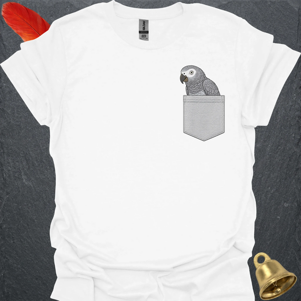 African Grey Parrot Pocket T-Shirt