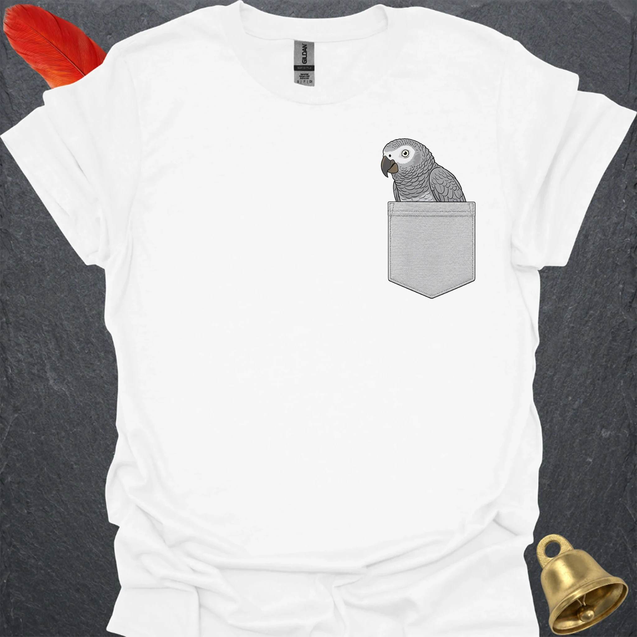 African Grey Parrot Pocket T-Shirt