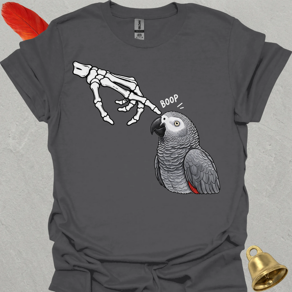 African Grey Parrot Skeleton Boop T-Shirt