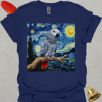 African Grey Parrot Starry Night T-Shirt