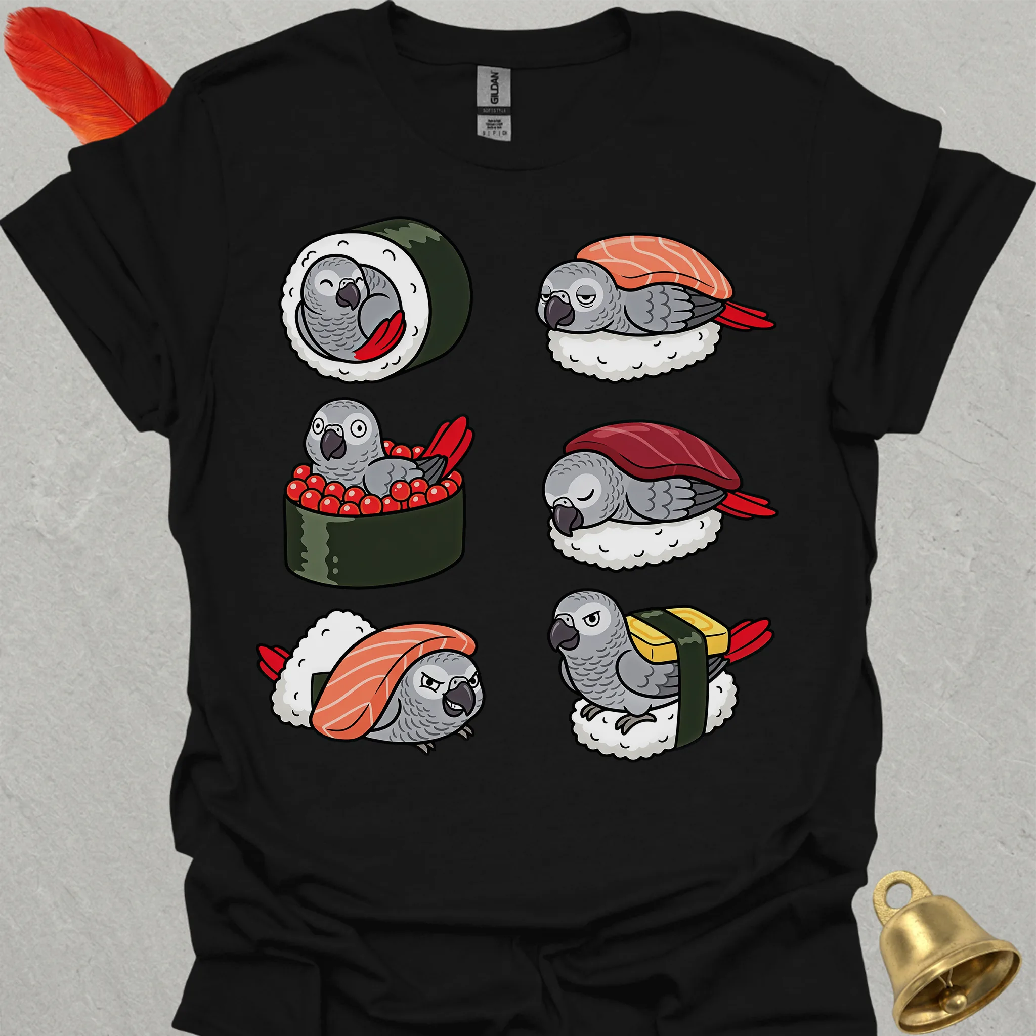 African Grey Parrot Sushi T-Shirt