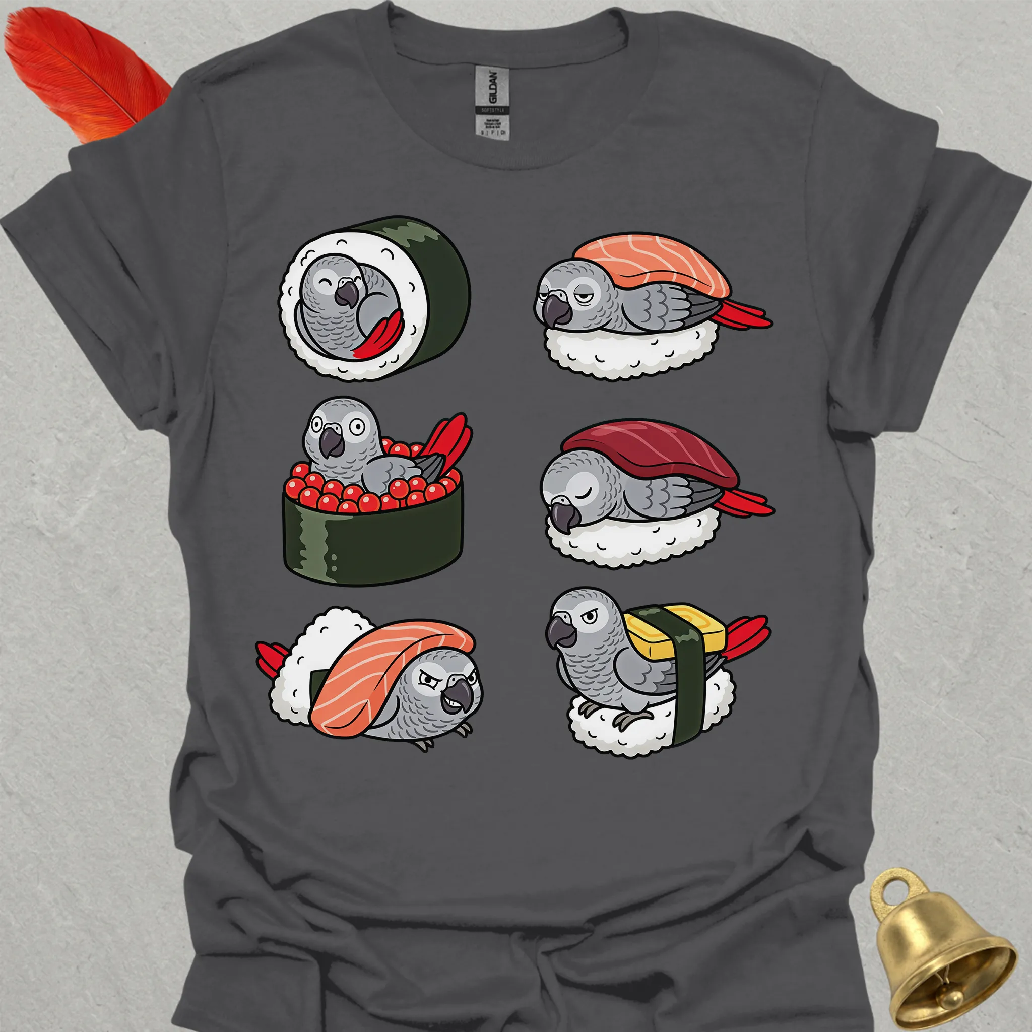 African Grey Parrot Sushi T-Shirt