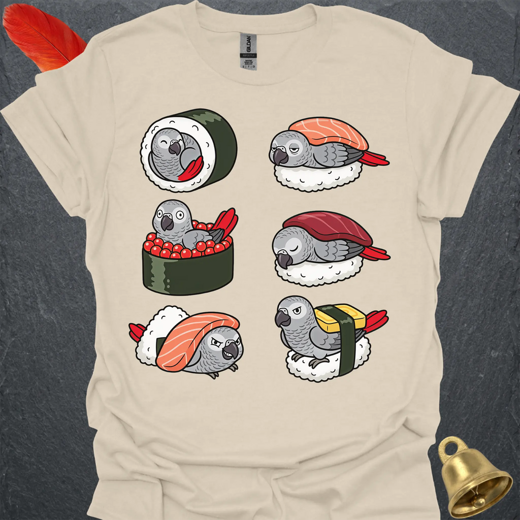 African Grey Parrot Sushi T-Shirt