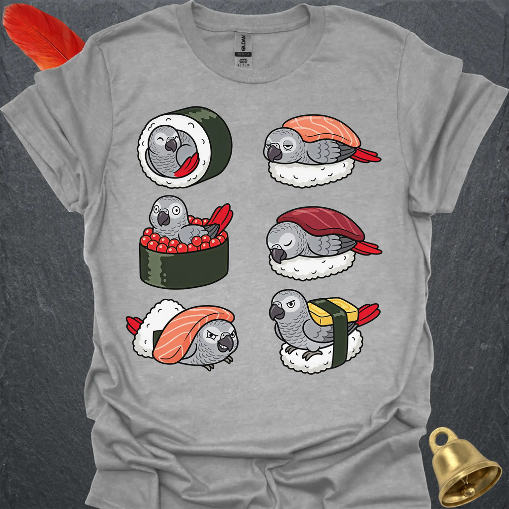 African Grey Parrot Sushi T-Shirt