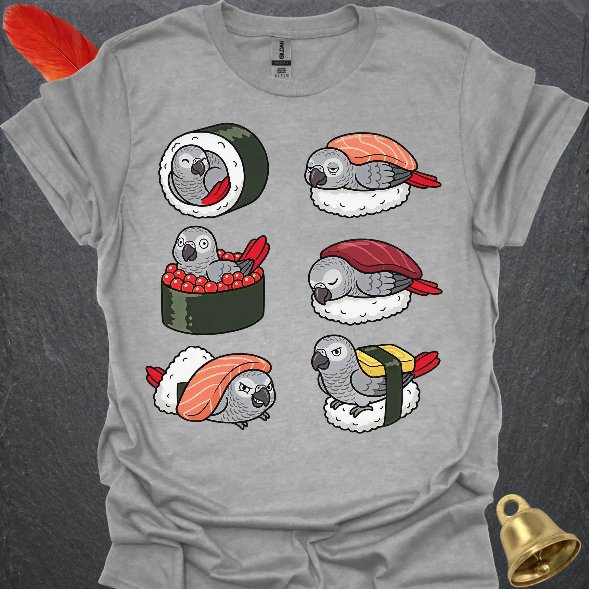 African Grey Parrot Sushi T-Shirt