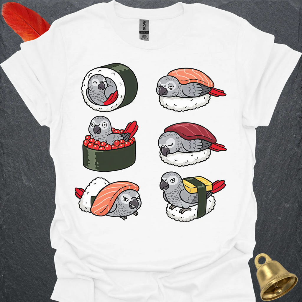 African Grey Parrot Sushi T-Shirt