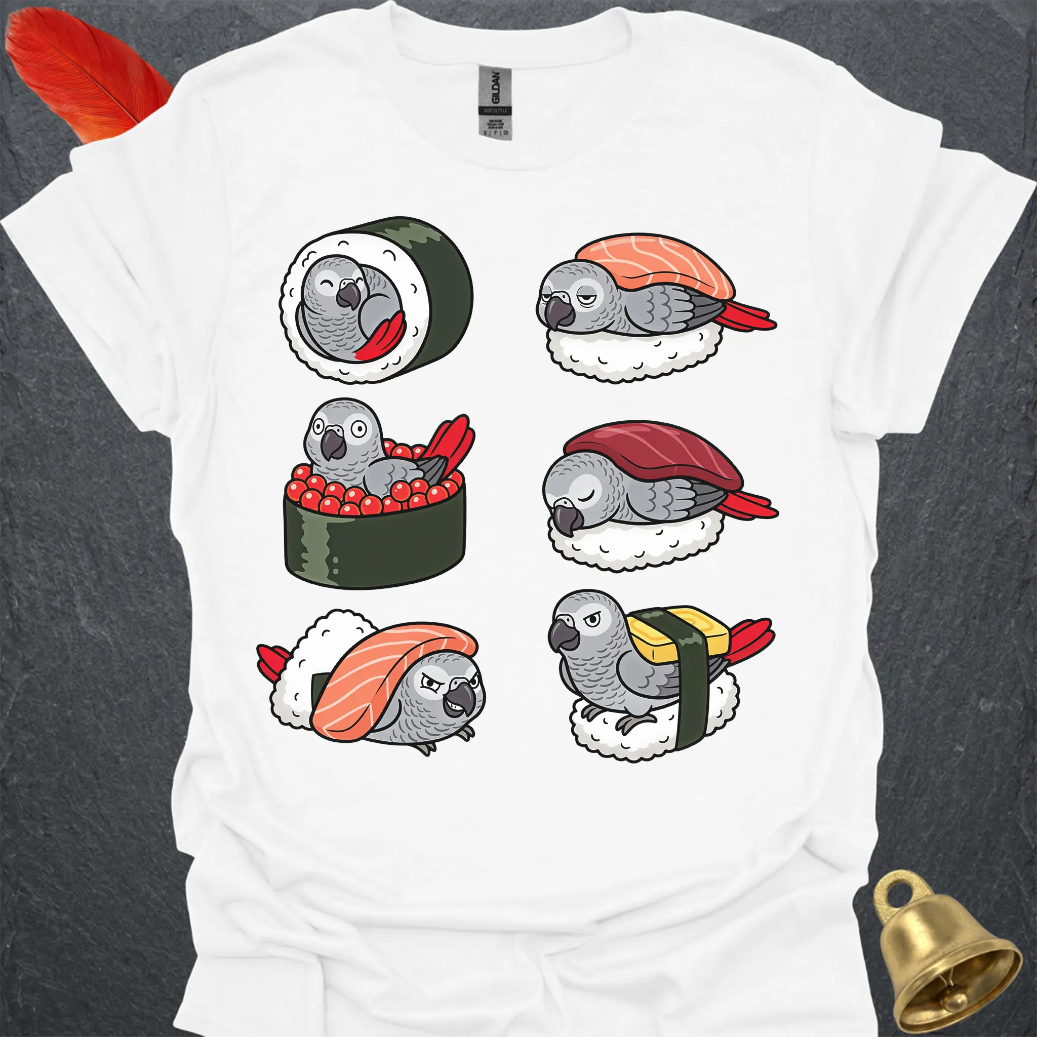 African Grey Parrot Sushi T-Shirt