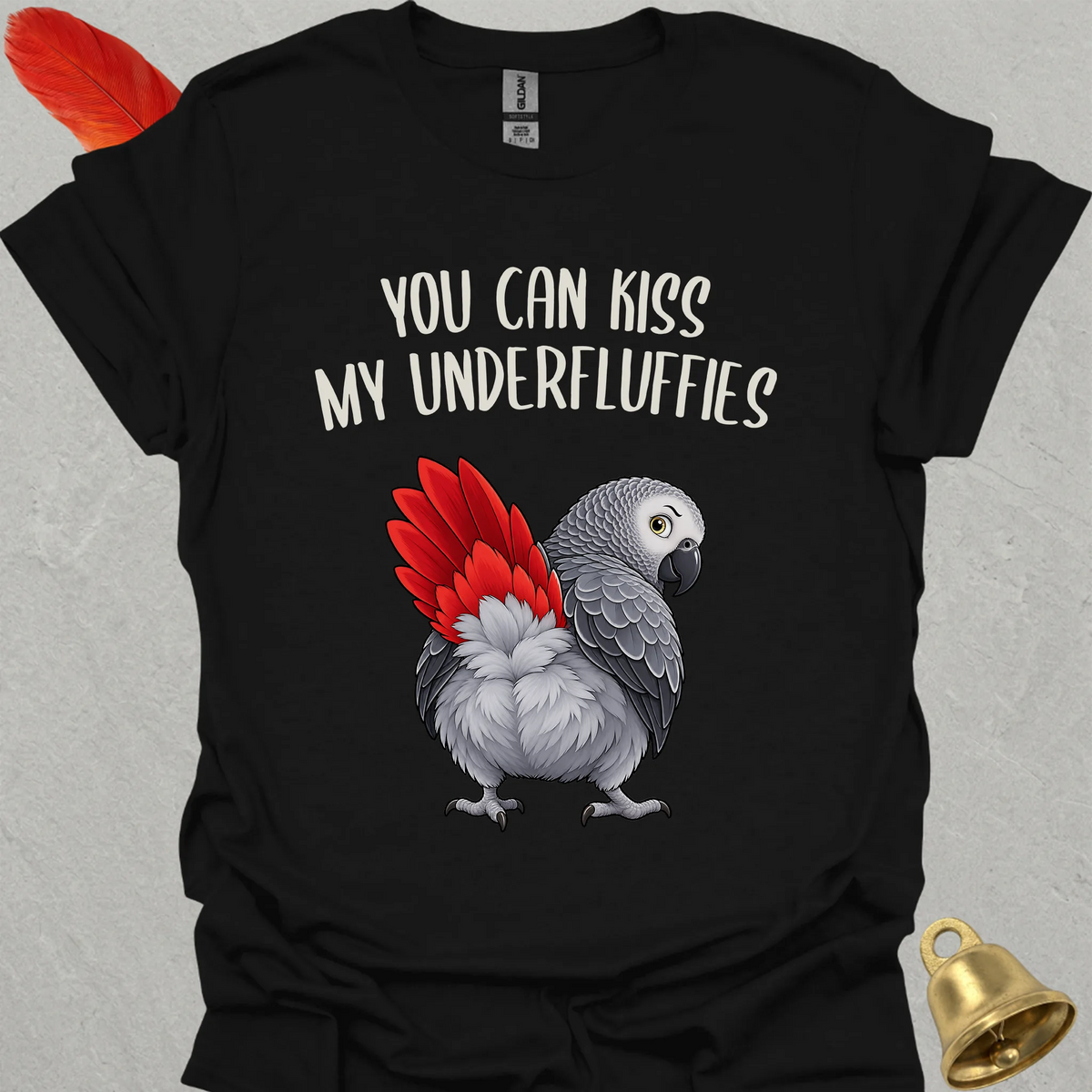 African Grey Parrot Underfluffies T-Shirt