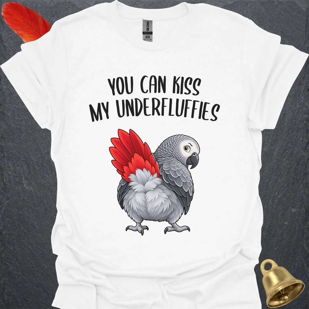 African Grey Parrot Underfluffies T-Shirt