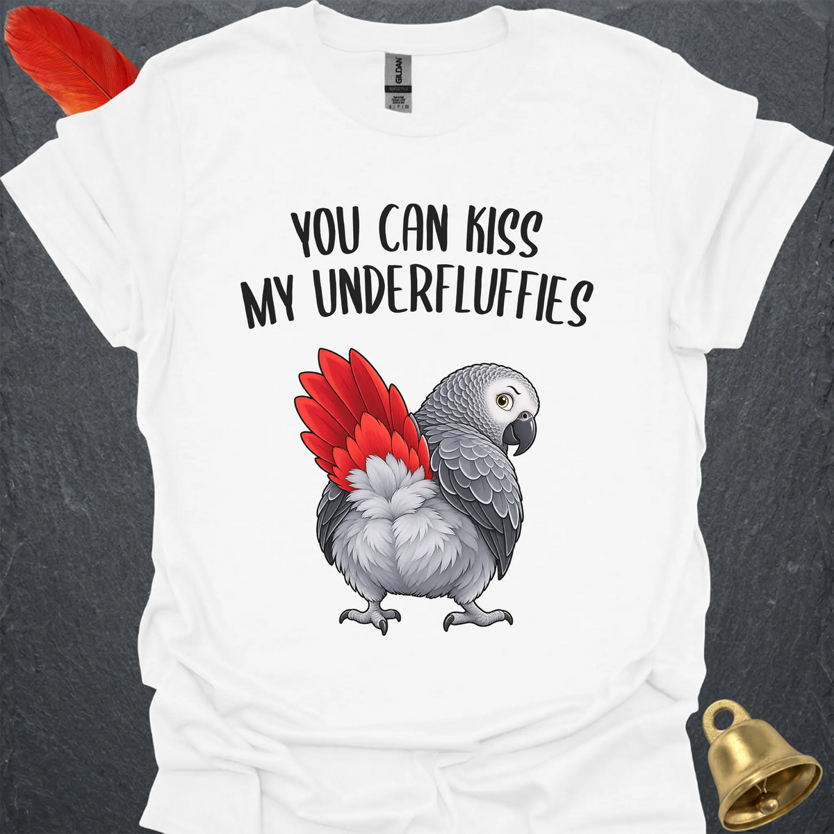 African Grey Parrot Underfluffies T-Shirt