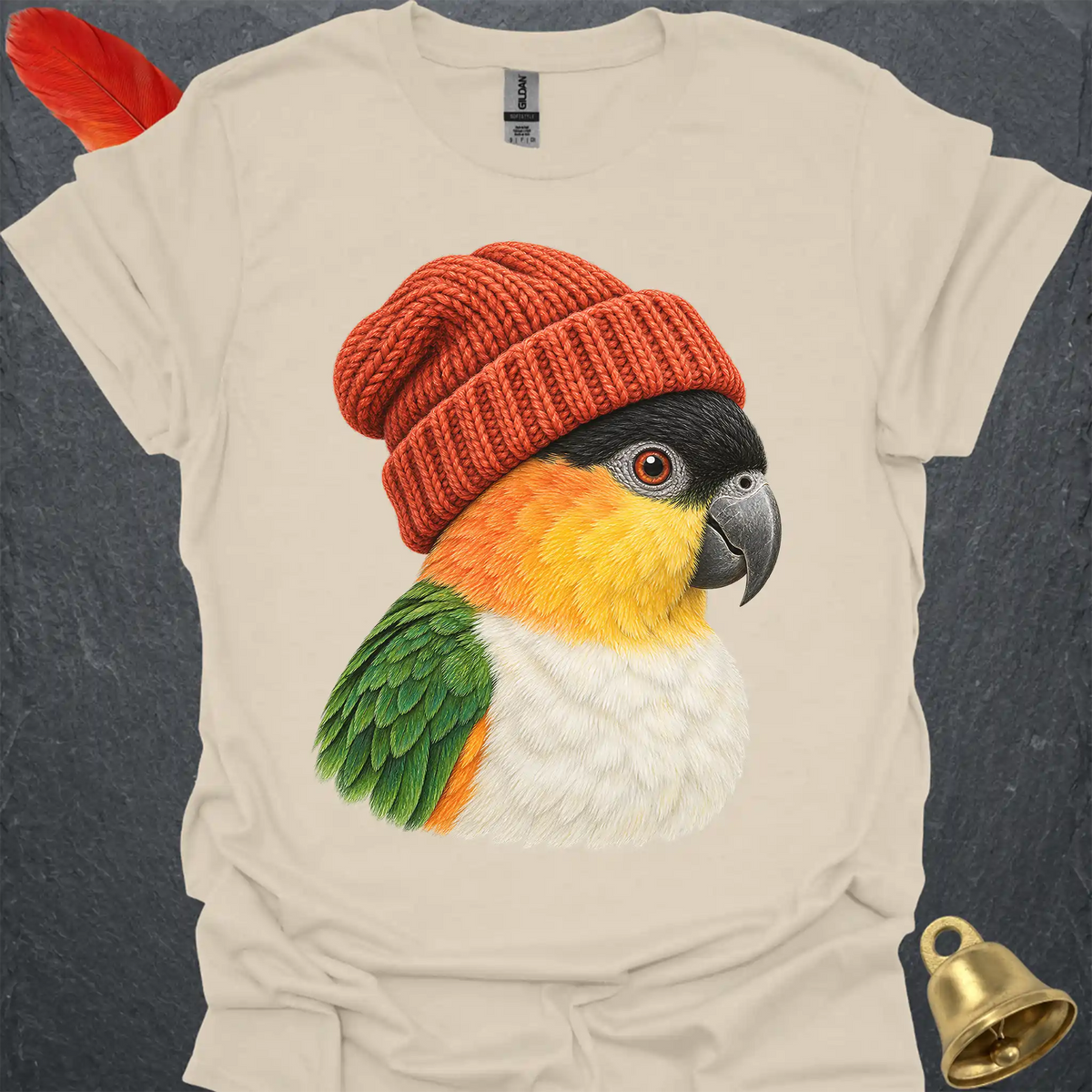 Black-Headed Caique Beanie T-Shirt