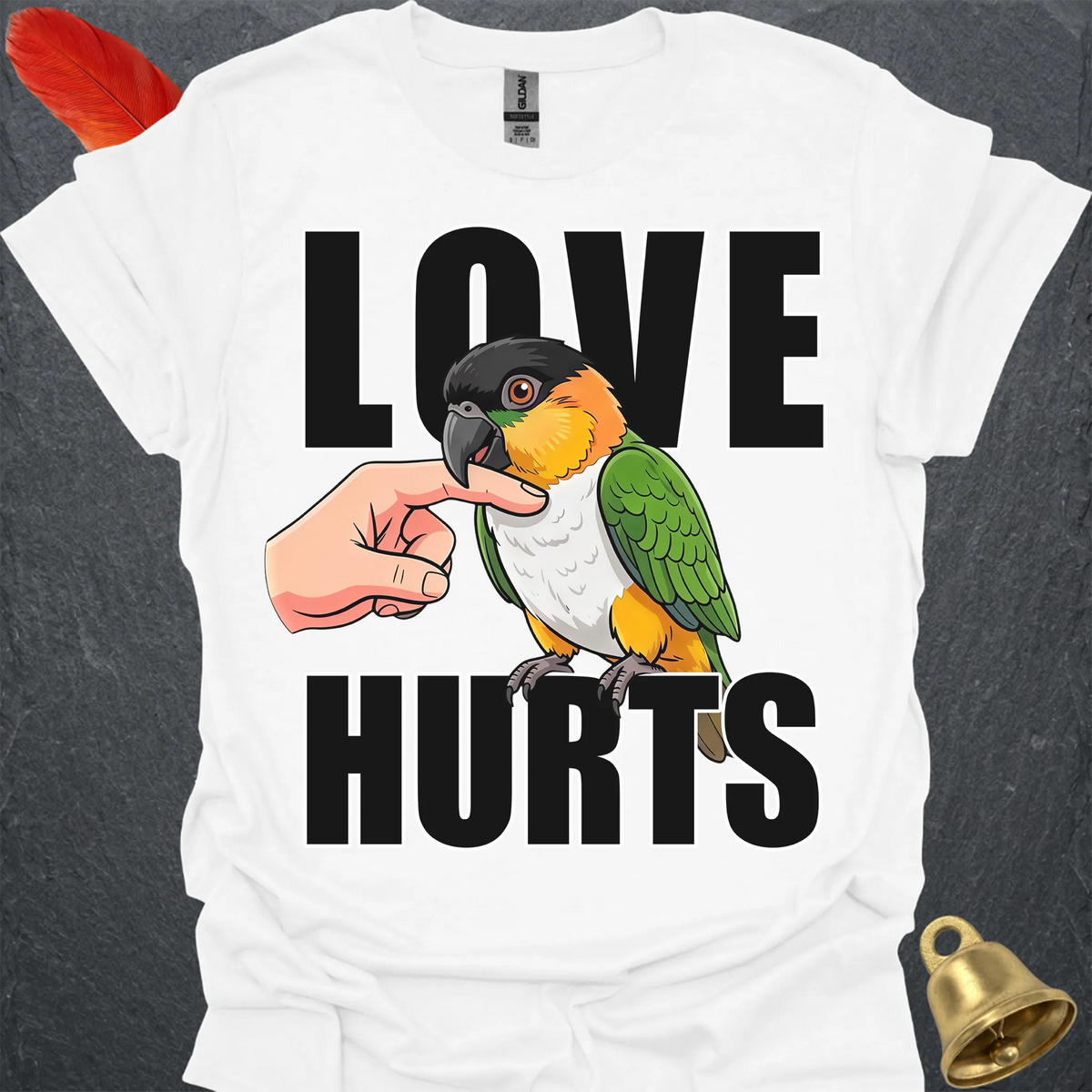 Black-Headed Caique Love Hurts T-Shirt