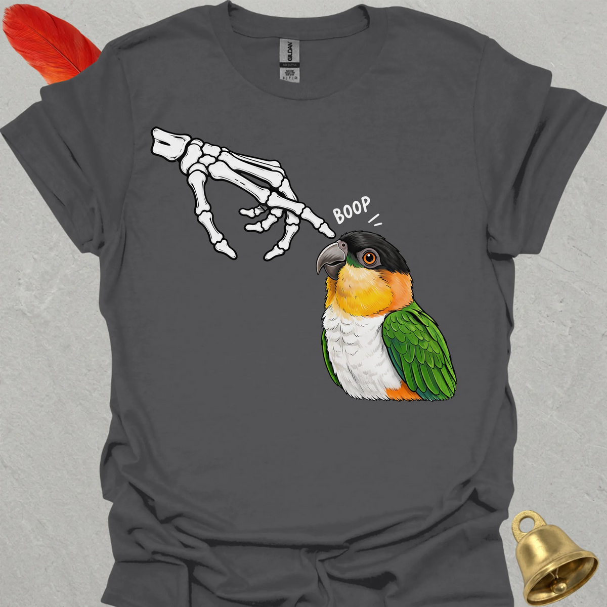 Black-Headed Caique Skeleton Boop T-Shirt